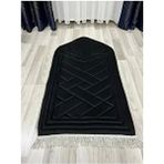ayhanhome Lüks Ortopedik Diz Ağrıtmayan Süngerli Polyester Burgu Saçaklı Seccade Hediyelik Çantalı - Siyah - 70 x 120 cm