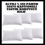 Ayhome 6 Adet 50x70 cm Pamuklu Fermuarlı Terletmez Sıvı Geçirmez Beyaz Yastık Alezi Koruyucu Kılıfı