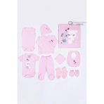Ayı Desenli Kız Bebek Hastane Çıkışı Bebek Kıyafetleri Yenidoğan Hastane Çıkış Seti 10 Lu Kutulu - Pembe