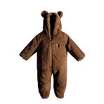 Ayıcık Kulaklı Peluş%100 Pamuklu Fermuarlı Kapişon Astar Kışlık Erkek Bebek Astronot Tulum Kozmonot Kahverengi 6-9 AY