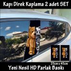 Ayıcık Oto Kapı Sticker 2Li Sağ Sol Kapı Direk İçin Folyo Kaplama - Tuning Modifiye Görünüm