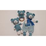 Ayıcıklı Uyku Arkadaşı ve Çıngırak Amigurumi Organik Oyuncak