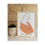 Ayışığı Dizayn Bohem-İskandinav Minimalist İmagine-Hayal Et Doğal Ahşap Çerçeveli Poster Tekli Duvar Tablo Seti;Bej 30 X 42
