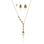 Aykat SET-401 Rose Zultanit Taşlı Gümüş Küpe ve Kolye Seti