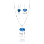 Aykat SET-429 İki Gözlü Nazarlık Kolye ve Küpe Gümüş Takımı