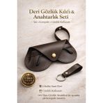 Ayleen Ayz Asılabilir Kalp Model Gözlük Kılıfı ve Anahtarlık Seti - Çanta Charmı Gözlük Koruyucu - Kahverengi