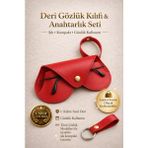 Ayleen Ayz Asılabilir Kalp Model Gözlük Kılıfı ve Anahtarlık Seti - Çanta Charmı Gözlük Koruyucu - Kırmızı
