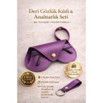 Ayleen Ayz Asılabilir Kalp Model Gözlük Kılıfı ve Anahtarlık Seti - Çanta Charmı Gözlük Koruyucu - Mor