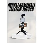 Aylina Mey Ithalat® Telefon Tutucu LED Işıklı Kumandalı Mikrofon Telefon Vlog Video Kayıt