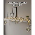 Aylina Mey Ithalat® Yaldızlı Gümüş Yaprak LED Işık Pilli Dekoratif Ortam ve Yılbaşı Aydınlatması