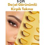 Aylis 5 Çift Doğal ve Ince Takma Kirpik, Yumuşak ve Hafif, Tekrar Kullanılabilir, Kedi Gözü Stili