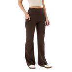 Ayma Active Cepli Flare Pantolon – Bol Paça, Yüksek Bel, Korsajlı ve Rahat Kesim, EcoVero™ Kumaş (Kahverengi, S)