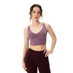 Ayma Active EcoVero Göğüs Pedli Büzgülü Askılı Büstiyer (Lila, XS)