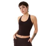 Ayma Active EcoVero Göğüs Pedli Çapraz Sırt Halter Bluz (Kahverengi, S)