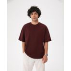 Ayma Active Erkek Bordo Kahverengi Oversize T-Shirt - Organik Pamuk, Düşük Omuz, Geniş Kalıp, Bisiklet Yaka, Spor Görünüm