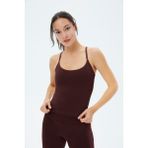 Ayma Active Kadın Bordo Kahverengi Sütyenli Yoga Atlet - GOTS Organik Pamuk, İç Sütyenli, Ayarlanabilir Askılı, Yüzücü Sırtlı, Çıkarılabilir Pedli Spor Atlet