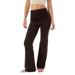 Ayma Active Kadın Katlanır Bel Lounge Pantolon - Bel Büzgülü, EcoVero Viskoz, Bol Paça, Hafif ve Esnek Kumaş (Kahverengi, S)