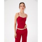 Ayma Active Kadın Kırmızı Büzgülü Askılı Atlet - EcoVero™ Viskoz, Göğüs Büzgü Detaylı, Tek Kat, Hafif ve Rahat İç/Dış Giyim - XL - Vişne