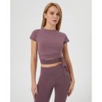 Ayma Active Kadın Lila Sırt Pencereli Bluz - EcoVero Viskoz, Hafif ve Nefes Alan Kumaş, Sırt Pencereli Detaylı, Göğüs Pedli, Pilates, Yoga, Günlük ve Spor Kullanım İçin Rahat Bluz Crop Top