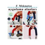 AYMAGNET 5 Adet U Mıknatısı Deney Malzemesi Okul Projeleri Için U Şekilli At Nalı Mıknatıs Kırmızı Mavi