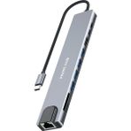Aymestore Fulltech FH22 10'u 1 Arada Usb-C Çoklayıcı Adaptör | 100W Pd Hızlı Şarj | 4K HDMI | Gigabit Ethernet | 10 Port - Açık Gri