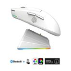 Aymestore Kablosuz Rgb Gaming Mouse 6400 Dpı Ultra Hafif 51G | Şarj Istasyonlu Bluetooth + 2.4g + Kablolu Oyuncu Mouse - Beyaz