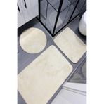 aymira home 3'lü Peluş Banyo Paspası Halı Klozet Takımı Krem Kaymaz Taban 50x90-50x60-50x50