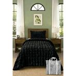aymira home Bubble Peluş Tek Kişilik Yatak Örtüsü Seti Kılıf Çanta Hediyeli 170x220cm + Yastık Kılıfı SİYAH
