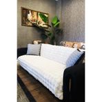 aymira home Peluş Koltuk Örtüsü Şalı Pofuduk Bubble Beyaz Çok Amaçlı Baklava Desen 170x210 cm