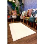 aymira Home Post Peluş Dikdörtgen Halı Veya Yolluk, Beyaz Tüylü Yumuşak, Yıkanabilir, Kaymaz Taban,