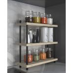 Aymobsan Inci Baharatlık, Mutfak Rafı, Çok Amaçlı Raf, 3 Katlı , Metal Ayaklı, Organizer, 40 cm, Traverten Desen
