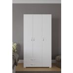 AYMOBSAN Mavera 3 Kapaklı 2 Çekmeceli Gardrop, Beyaz, 90 Cm