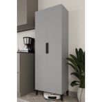 Aymobsan Modern 2 Kapaklı Çok Amaçlı Dolap Gri Suntalam Malzeme 60x31x172 cm 5 Raflı