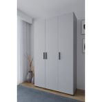 Aymobsan Niro 3 Kapaklı Gardrop, Askılı ve Raflı, 120 cm, Sis Gri