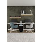 Aymobsan Twin 2 Kişilik Raflı Çalışma Masası Ofis Bilgisayar Masası - Beyaz - 240 X 74 cm
