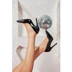 Aymood 121620 Rahat ve Şık Rugan 11 cm Topuklu Siyah Kadın Stiletto Ayakkabı