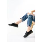 Aymood 149437aym S-365 Siyah Desenli Hakiki Deri Şeffaf Taban Kadın Spor Ayakkabı