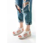 Aymood 149477AYM T-221 Beyaz Spring Paraşüt Kumaş Lastikli Ortopedik Kadın Sandalet