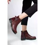 Aymood 165-204aym 165-204/1 Bordo Kroko Toka Aksesuarlı Fermuarlı Günlük Kadın Bot