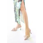 Aymood İnf-4501 Bej Rugan Günlük Arkası Açık Fiyonklu Topuklu Ayakkabı 140474AYM