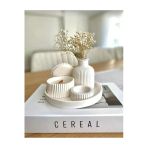 Aymumi Home Beyaz Renk Özel Tasarım Kokulu Mum Ve Vazo Aksesuar Hediyelik Seti (Tealigt Hariçtir)