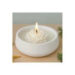 Aymumi Home El Yapımı Gül Şekilli Kırmızı Beyaz Romantik Mum | Seramik Kaseli Dekoratif Mum | Aymumi Home
