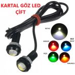 Ayna Alti Kartal Goz Led Eye Gunduz Fari Buz Mavi-Turuncu-Beyaz Cift