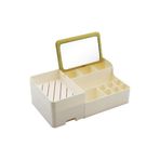 Aynalı Bambu - Çekmeceli Makyaj - Takı Organizer Sert Plastik 13 Bölmeli 28.5X17.5X9.5CM (5250)