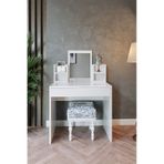 Aynalı Raflı Makyaj Masası - 90x49 cm Beyaz Çekmeceli Tuvalet Masası