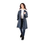 AYNAZ Kadın Lacivert Oversize Uzun Mont, 38 Beden