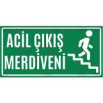 AYNED Print Acil Çıkış Uyarı Levhası – Merdiven Kaçış Yönü Bilgilendirme Tabelası - 10x20 cm - Alüminyum