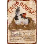 AYNED Print Rustik Çiftlik Konseptli Ahşap Tabela – Fresh Eggs Duvar Dekoru - 15x22,5 cm