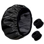 AYNKH Havlu astarlı duş bonesi, mikrofiber havlu kumaşı, ipeksi saten, esnek bone, su geçirmez, üç katmanlı, tekrar kullanılabilir, tüm saç uzunlukları için, hızlı kuruyan saç, derin bakım
