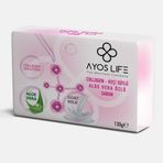 Ayoslife GÜZELLİK SABUNU, Keçi Sütü, Kollajen, Aloe Vera içerikli sabun. Akneye neden olan bakterileri yok eder, Güneş yanıklarında, yaşlanmayı geciktirmek ve yüzdeki yağ oranını dengeler.